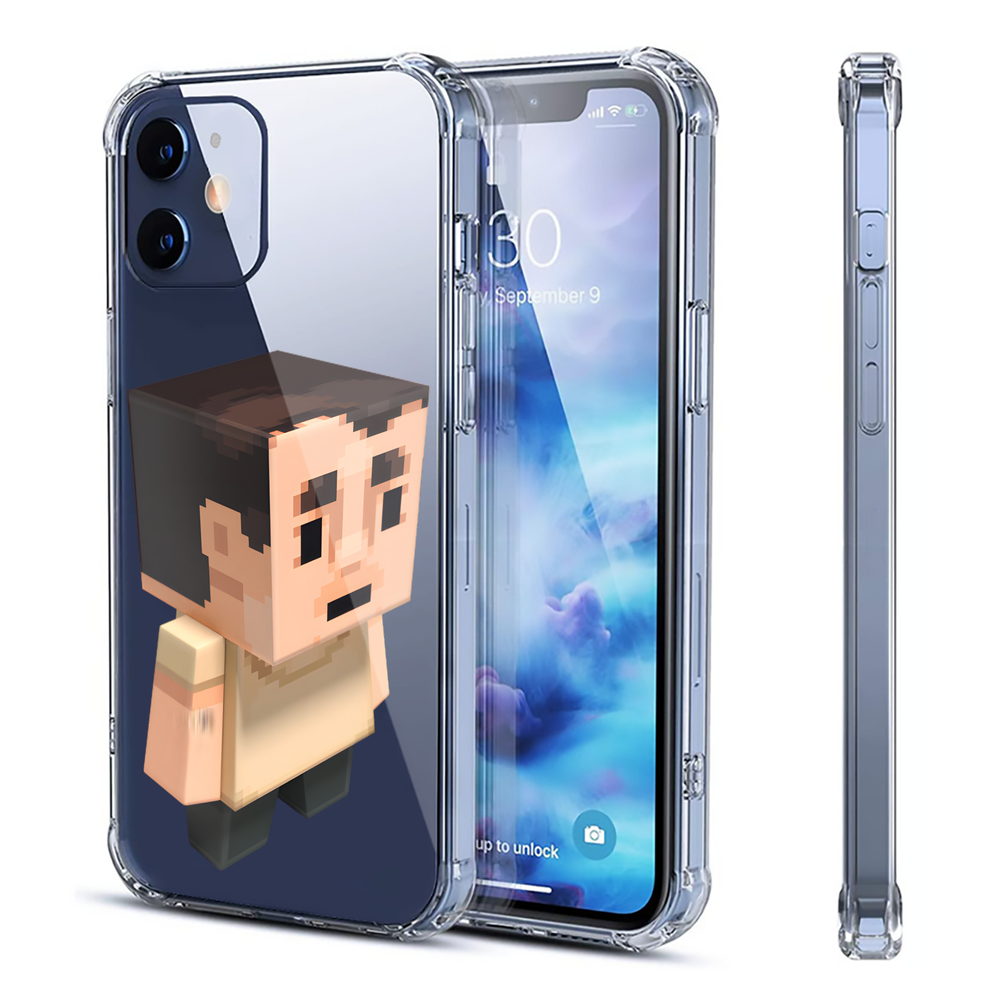 （画像用） マインクラフト ブロックの世界 Minecraft MC Block world 【iPhone 12シリーズ対応】透明スマホケース（クリアソフトケース）
